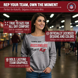 Tampa Bay Buccaneers NFL Womens Gameday French Terry Slouchy Top- Raglan Sleeves - Sport Gray