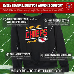 Kansas City Chiefs NFL Womens Gameday French Terry Slouchy Top- Raglan Sleeves - Black