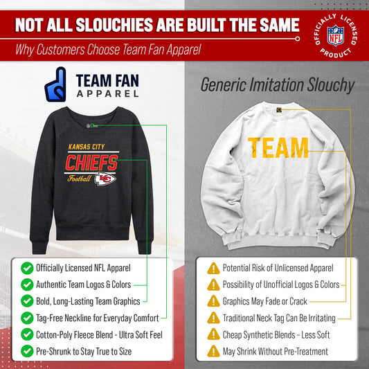 Kansas City Chiefs NFL Womens Gameday French Terry Slouchy Top- Raglan Sleeves - Charcoal