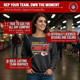 Kansas City Chiefs NFL Womens Gameday French Terry Slouchy Top- Raglan Sleeves - Charcoal