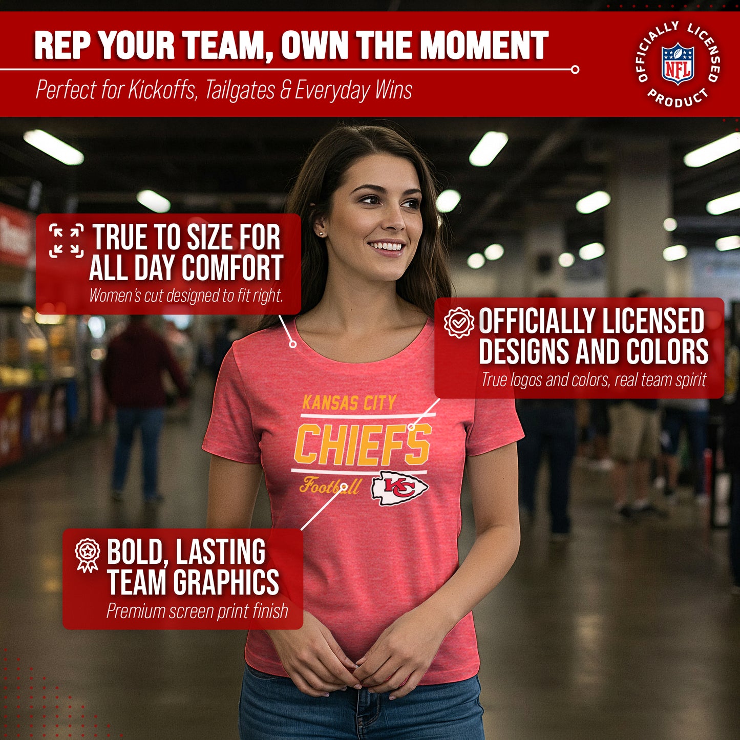 Kansas City Chiefs NFL Gameday Women's Relaxed Fit T-shirt - Red