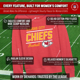 Kansas City Chiefs NFL Womens Gameday French Terry Slouchy Top- Raglan Sleeves - Red