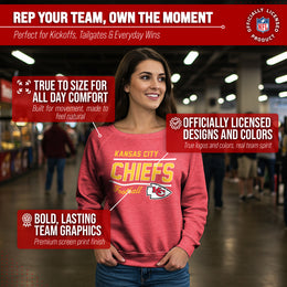 Kansas City Chiefs NFL Womens Gameday French Terry Slouchy Top- Raglan Sleeves - Red