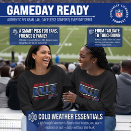 Buffalo Bills NFL Womens Gameday French Terry Slouchy Top- Raglan Sleeves - Black