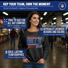 Buffalo Bills NFL Womens Gameday French Terry Slouchy Top- Raglan Sleeves - Black