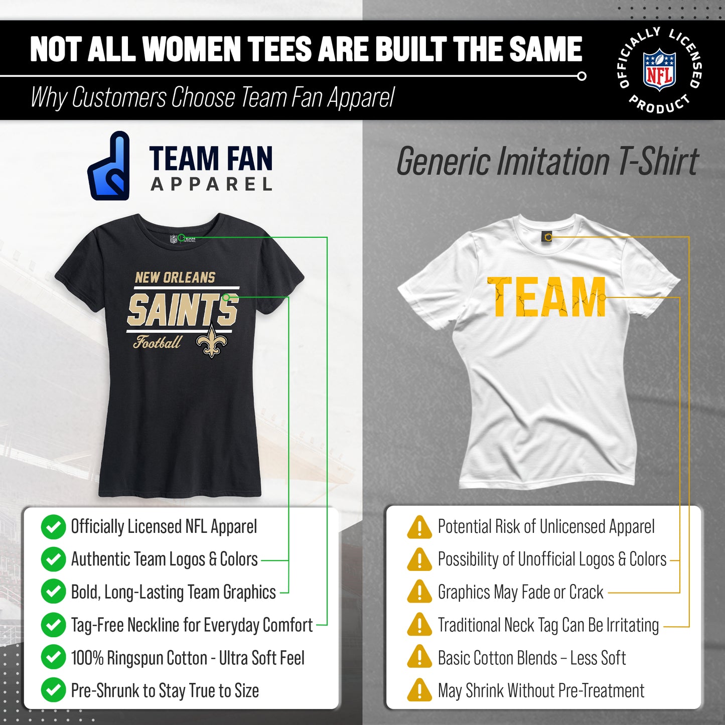 New Orleans Saints NFL Gameday Women's Relaxed Fit T-shirt - Black