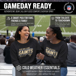 New Orleans Saints NFL Womens Gameday French Terry Slouchy Top- Raglan Sleeves - Charcoal