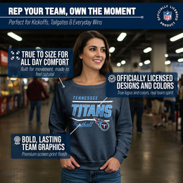 Tennessee Titans NFL Womens Gameday French Terry Slouchy Top- Raglan Sleeves - Navy