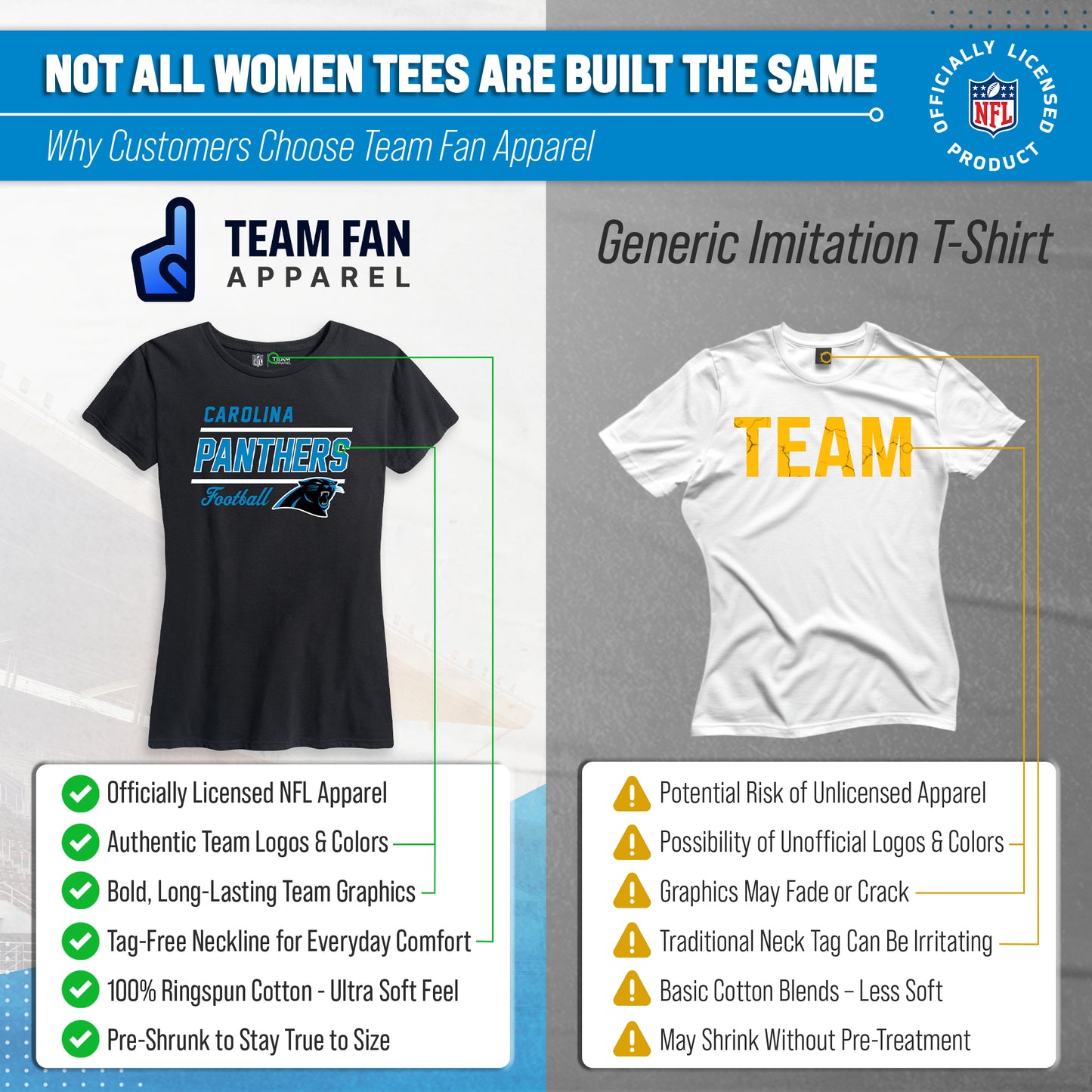 Carolina Panthers NFL Gameday Women's Relaxed Fit T-shirt - Black