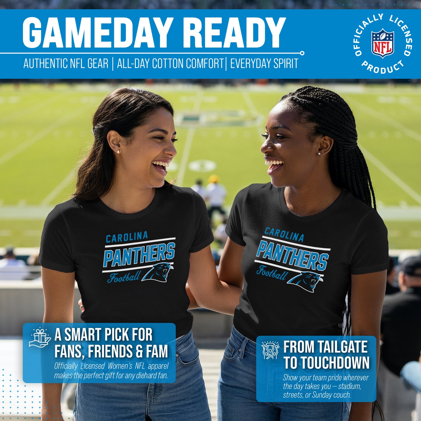 Carolina Panthers NFL Gameday Women's Relaxed Fit T-shirt - Black