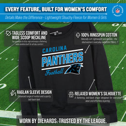 Carolina Panthers NFL Womens Gameday French Terry Slouchy Top- Raglan Sleeves - Black