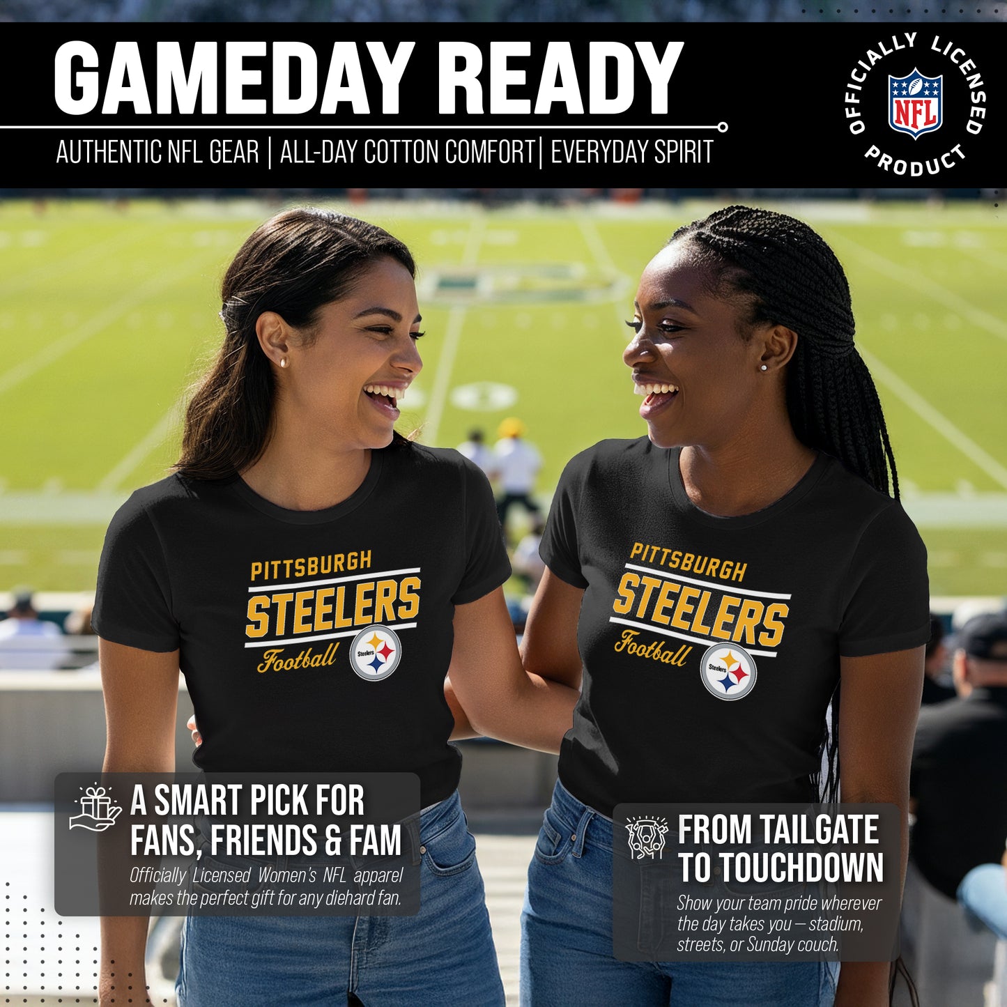 Pittsburgh Steelers NFL Gameday Women's Relaxed Fit T-shirt - Black