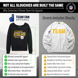 Pittsburgh Steelers NFL Womens Gameday French Terry Slouchy Top- Raglan Sleeves - Black