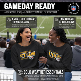 Pittsburgh Steelers NFL Womens Gameday French Terry Slouchy Top- Raglan Sleeves - Black