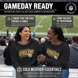 Pittsburgh Steelers NFL Womens Gameday French Terry Slouchy Top- Raglan Sleeves - Charcoal