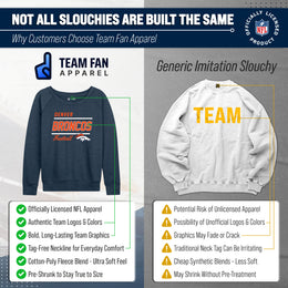 Denver Broncos NFL Womens Gameday French Terry Slouchy Top- Raglan Sleeves - Navy