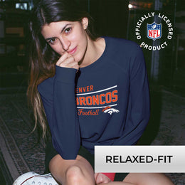 Denver Broncos NFL Womens Plus Size Crew Neck Light Weight - Navy