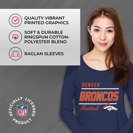 Denver Broncos NFL Womens Plus Size Crew Neck Light Weight - Navy