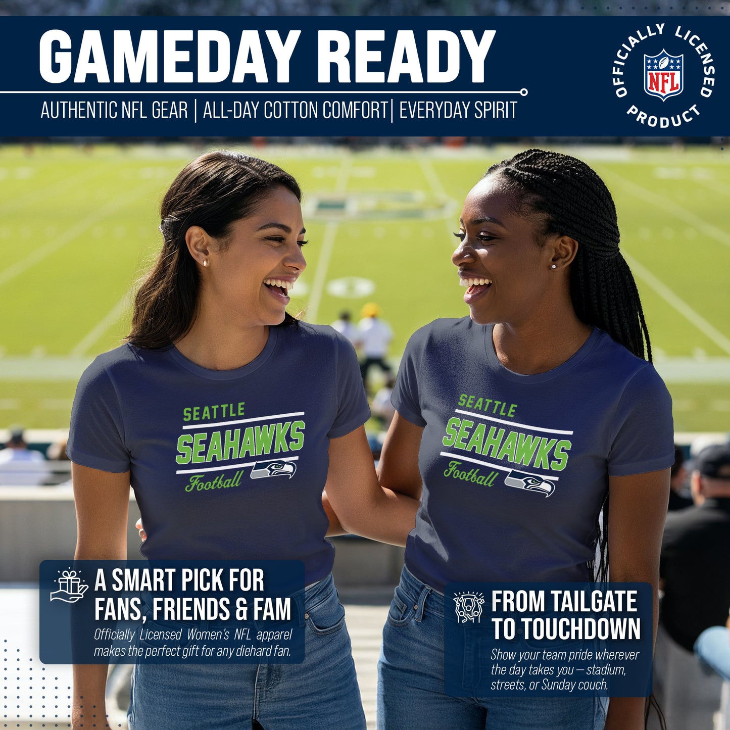 Seattle Seahawks NFL Gameday Women's Relaxed Fit T-shirt - Navy