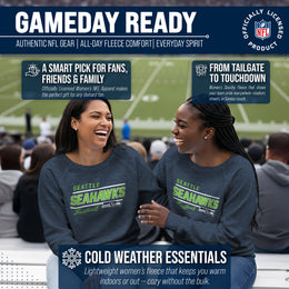 Seattle Seahawks NFL Womens Gameday French Terry Slouchy Top- Raglan Sleeves - Navy