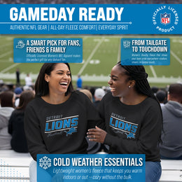 Detroit Lions NFL Womens Gameday French Terry Slouchy Top- Raglan Sleeves - Black