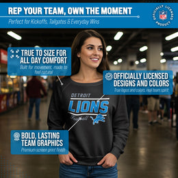 Detroit Lions NFL Womens Gameday French Terry Slouchy Top- Raglan Sleeves - Black