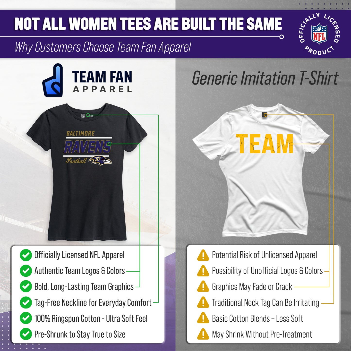 Baltimore Ravens NFL Gameday Women's Relaxed Fit T-shirt - Black