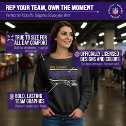 Baltimore Ravens NFL Womens Gameday French Terry Slouchy Top- Raglan Sleeves - Black