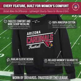 Arizona Cardinals NFL Womens Gameday French Terry Slouchy Top- Raglan Sleeves - Black