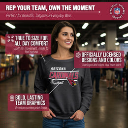Arizona Cardinals NFL Womens Gameday French Terry Slouchy Top- Raglan Sleeves - Charcoal