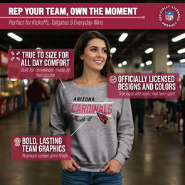 Arizona Cardinals NFL Womens Gameday French Terry Slouchy Top- Raglan Sleeves - Sport Gray
