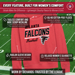 Atlanta Falcons NFL Womens Gameday French Terry Slouchy Top- Raglan Sleeves - Red