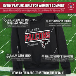 Atlanta Falcons NFL Womens Gameday French Terry Slouchy Top- Raglan Sleeves - Black