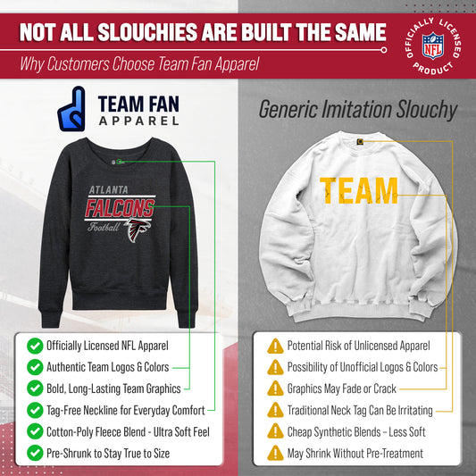 Atlanta Falcons NFL Womens Gameday French Terry Slouchy Top- Raglan Sleeves - Charcoal