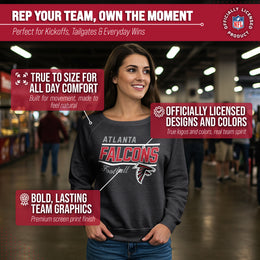 Atlanta Falcons NFL Womens Gameday French Terry Slouchy Top- Raglan Sleeves - Charcoal