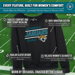Jacksonville Jaguars NFL Womens Gameday French Terry Slouchy Top- Raglan Sleeves - Black