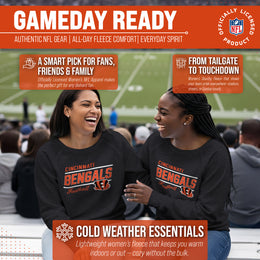 Cincinnati Bengals NFL Womens Gameday French Terry Slouchy Top- Raglan Sleeves - Charcoal