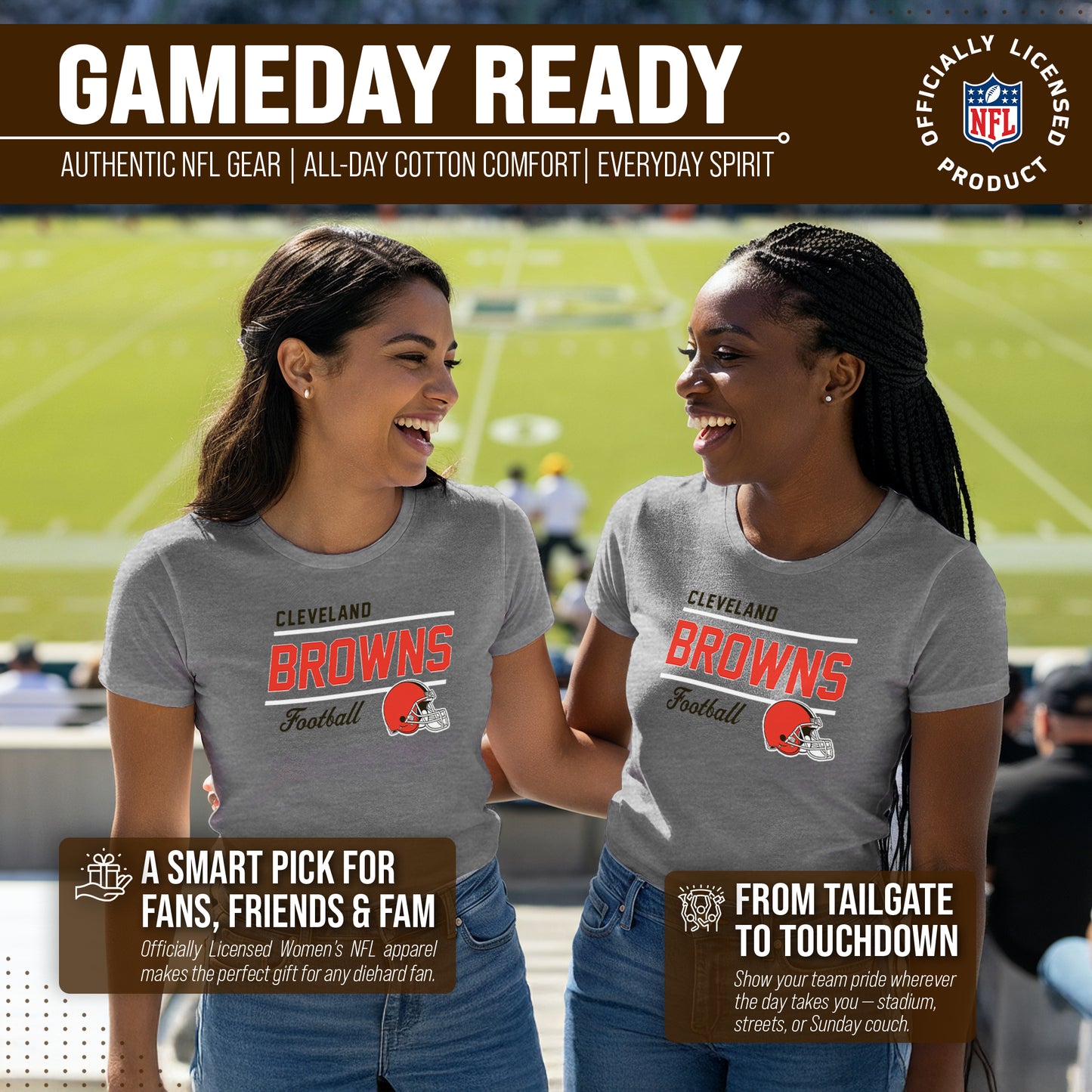 Cleveland Browns NFL Gameday Women's Relaxed Fit T-shirt - Sport Gray