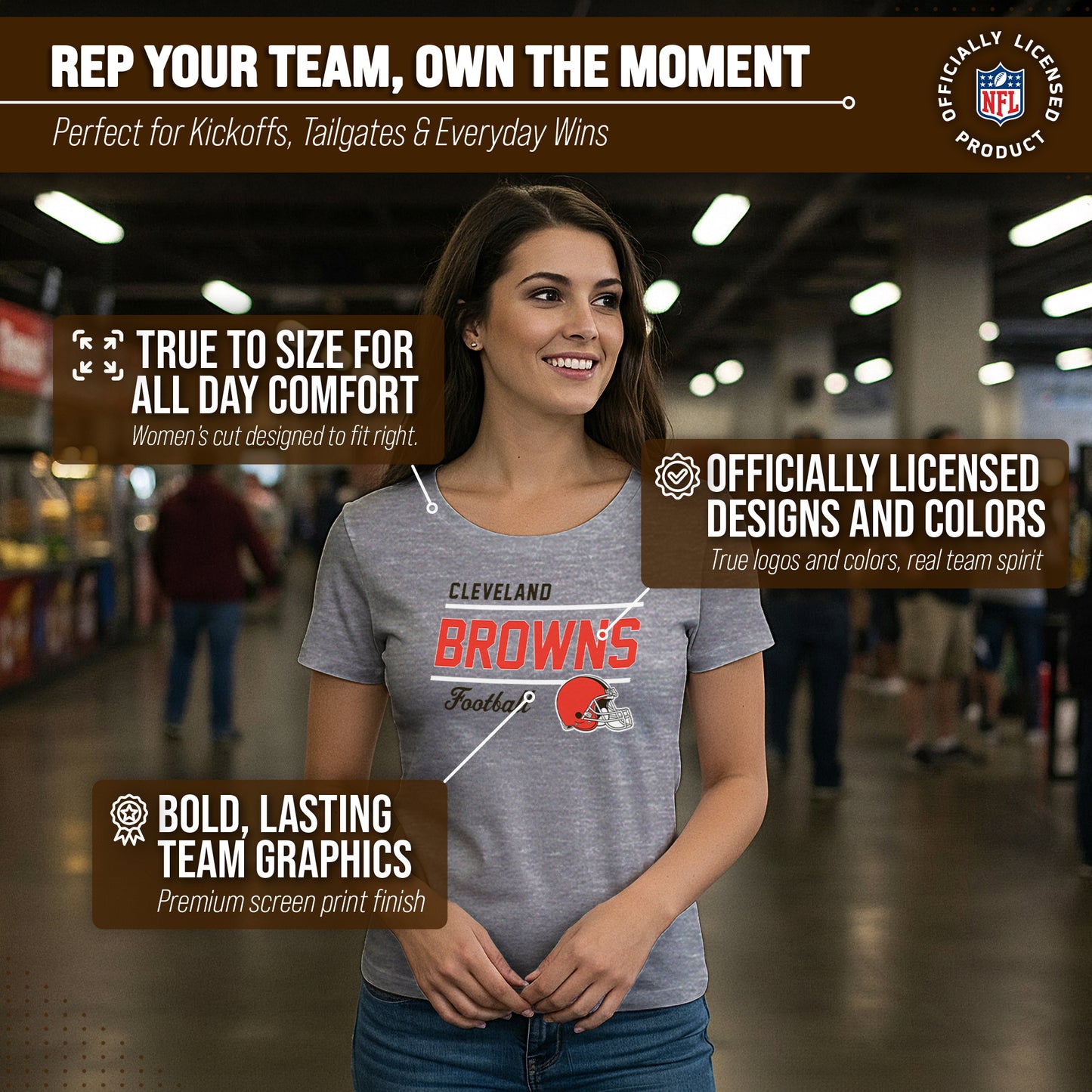 Cleveland Browns NFL Gameday Women's Relaxed Fit T-shirt - Sport Gray