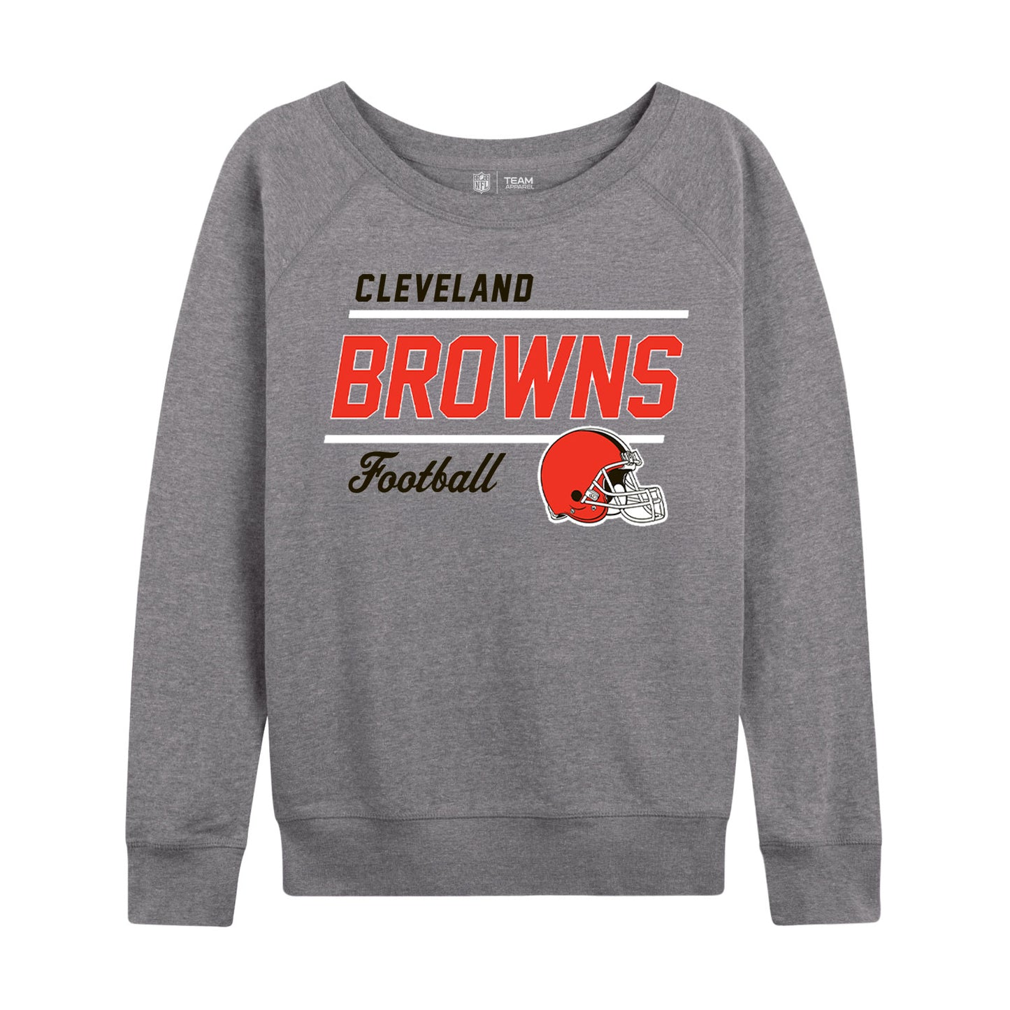 Cleveland Browns NFL Womens Gameday French Terry Slouchy Top- Raglan Sleeves - Sport Gray