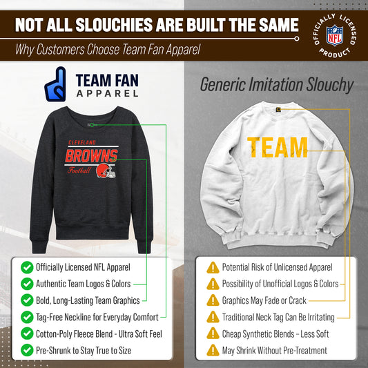Cleveland Browns NFL Womens Gameday French Terry Slouchy Top- Raglan Sleeves - Charcoal