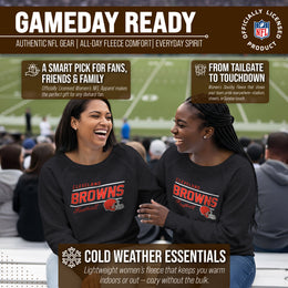 Cleveland Browns NFL Womens Gameday French Terry Slouchy Top- Raglan Sleeves - Charcoal