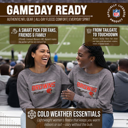 Cleveland Browns NFL Womens Gameday French Terry Slouchy Top- Raglan Sleeves - Sport Gray