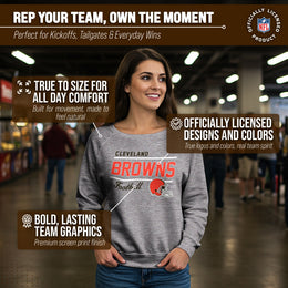 Cleveland Browns NFL Womens Gameday French Terry Slouchy Top- Raglan Sleeves - Sport Gray
