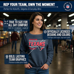 Houston Texans NFL Womens Gameday French Terry Slouchy Top- Raglan Sleeves - Navy