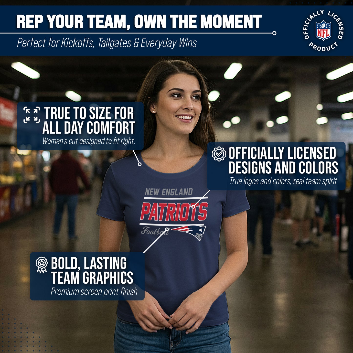 New England Patriots NFL Gameday Women's Relaxed Fit T-shirt - Navy