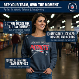 New England Patriots NFL Womens Gameday French Terry Slouchy Top- Raglan Sleeves - Navy