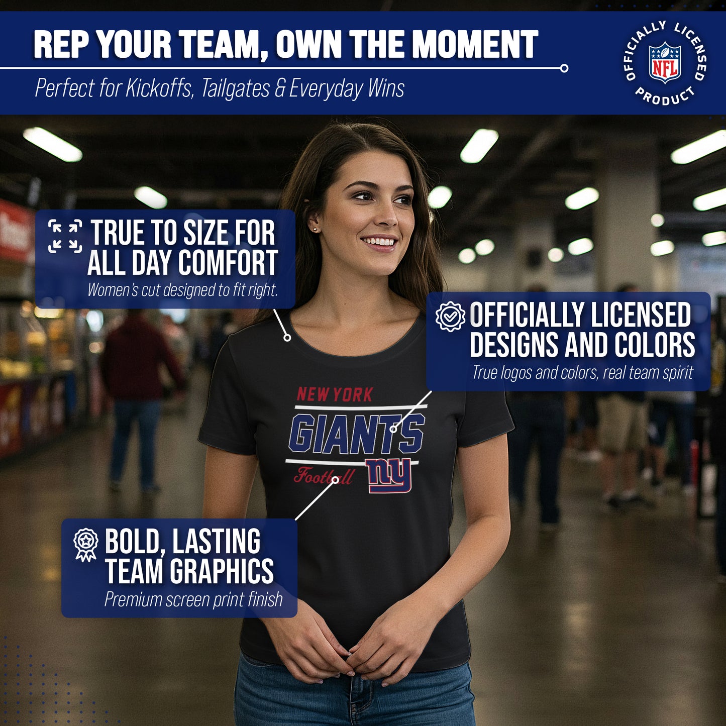 New York Giants Giants Women's NFL Gameday T-Shirt - Black
