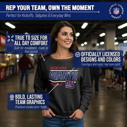 New York Giants NFL Womens Gameday French Terry Slouchy Top- Raglan Sleeves - Black