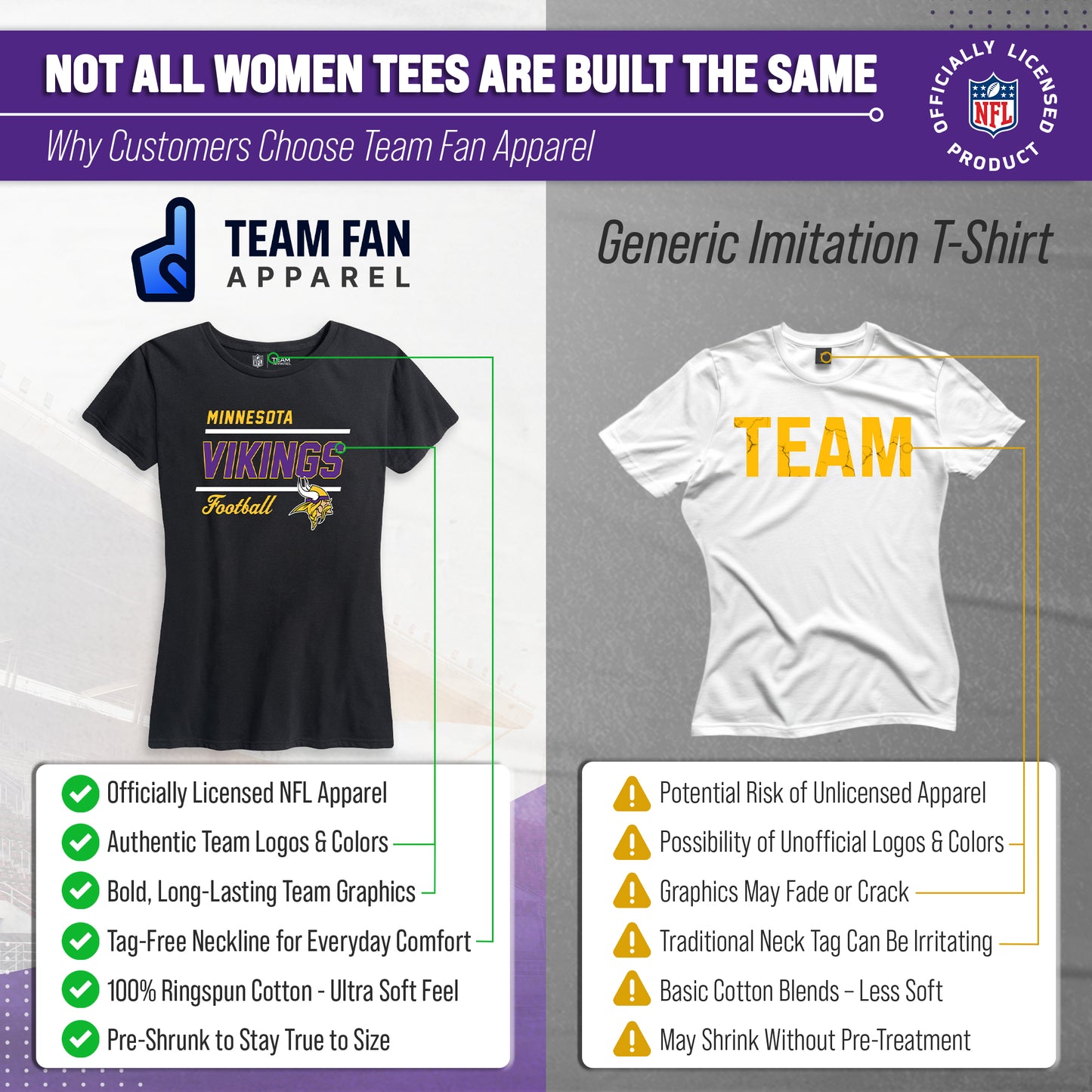 Minnesota Vikings NFL Gameday Women's Relaxed Fit T-shirt - Black